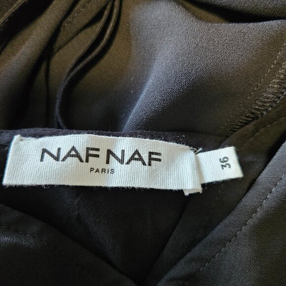NAF NAF Paris Black dress longsleeves with ruffles detail Size 36 - Picture 11 of 15